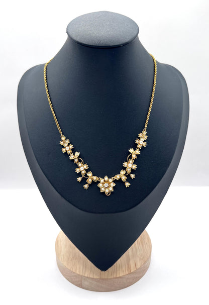 Antique 15ct Yellow Gold, Edwardian era Floral Pearl Necklace