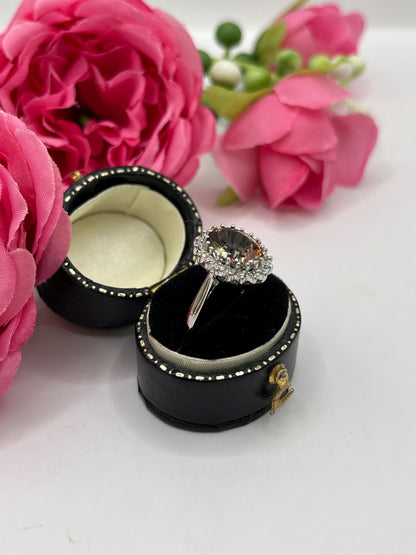 Vintage 18 Carat White Gold Bi-Colour Tourmaline and Diamond Cluster Ring, Circa 1980