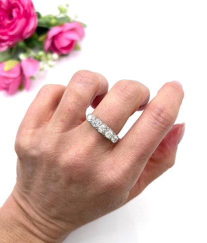 Antique 18ct White Gold, Edwardian 5 Stone Diamond Engagement Ring
