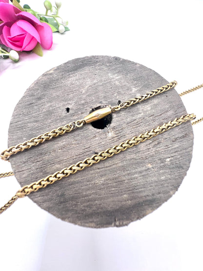 Antique 18ct Yellow Gold, 1920s Fancy Wheat Link Chain, 27 Inch
