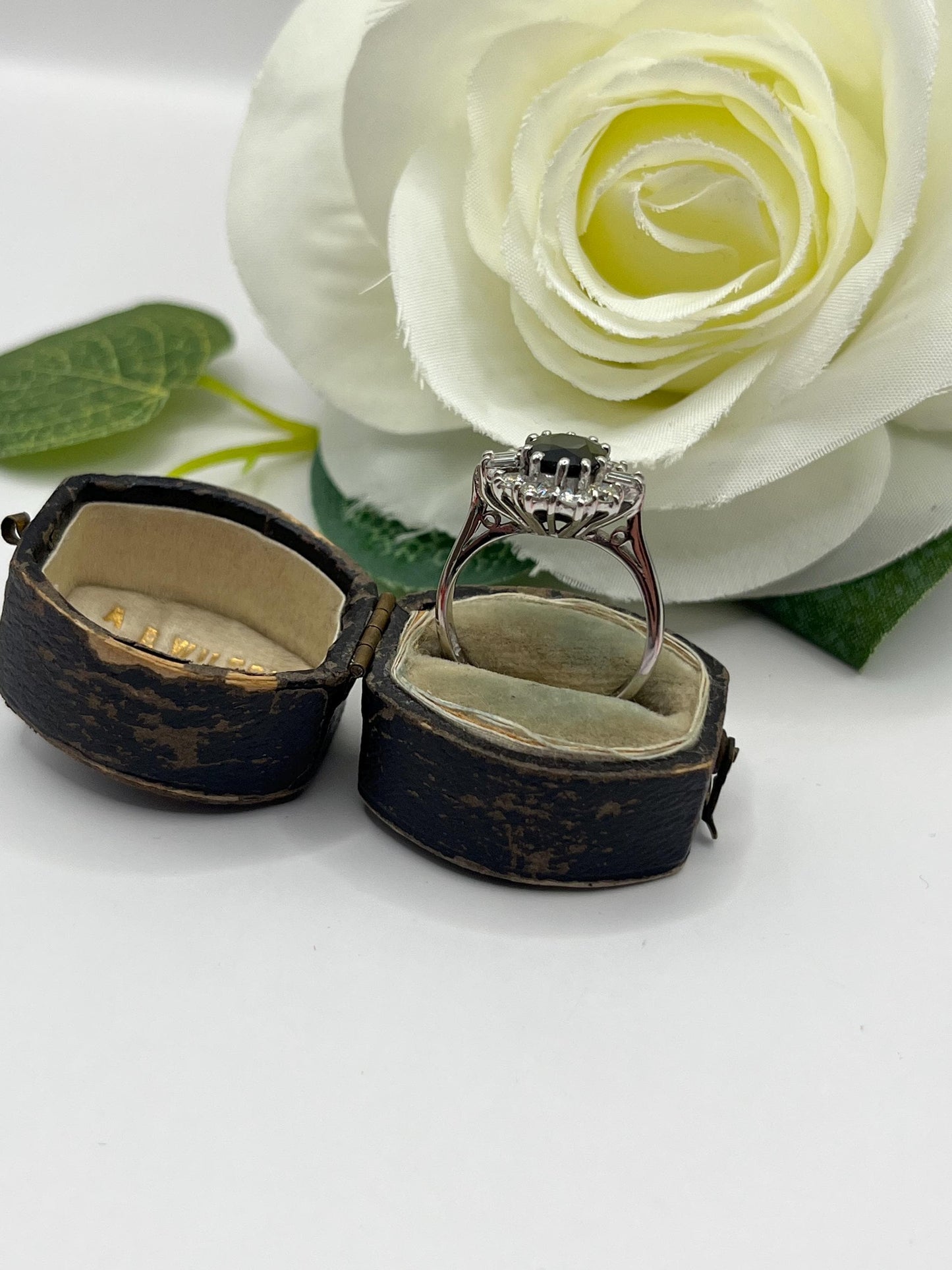 Vintage 18ct White Gold, Sapphire & Diamond Cluster Ring, Circa 1980s