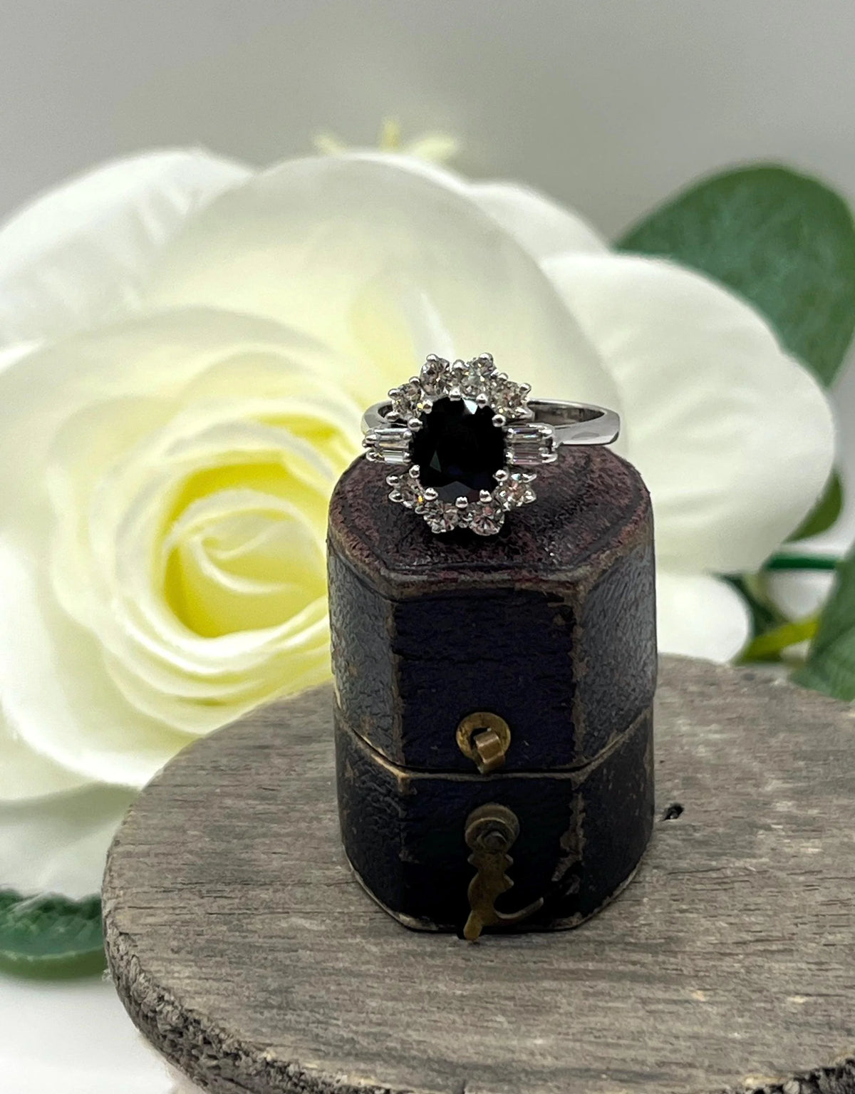 Vintage 18 Carat White Gold Sapphire and Diamond Cluster Ring, Circa 1980