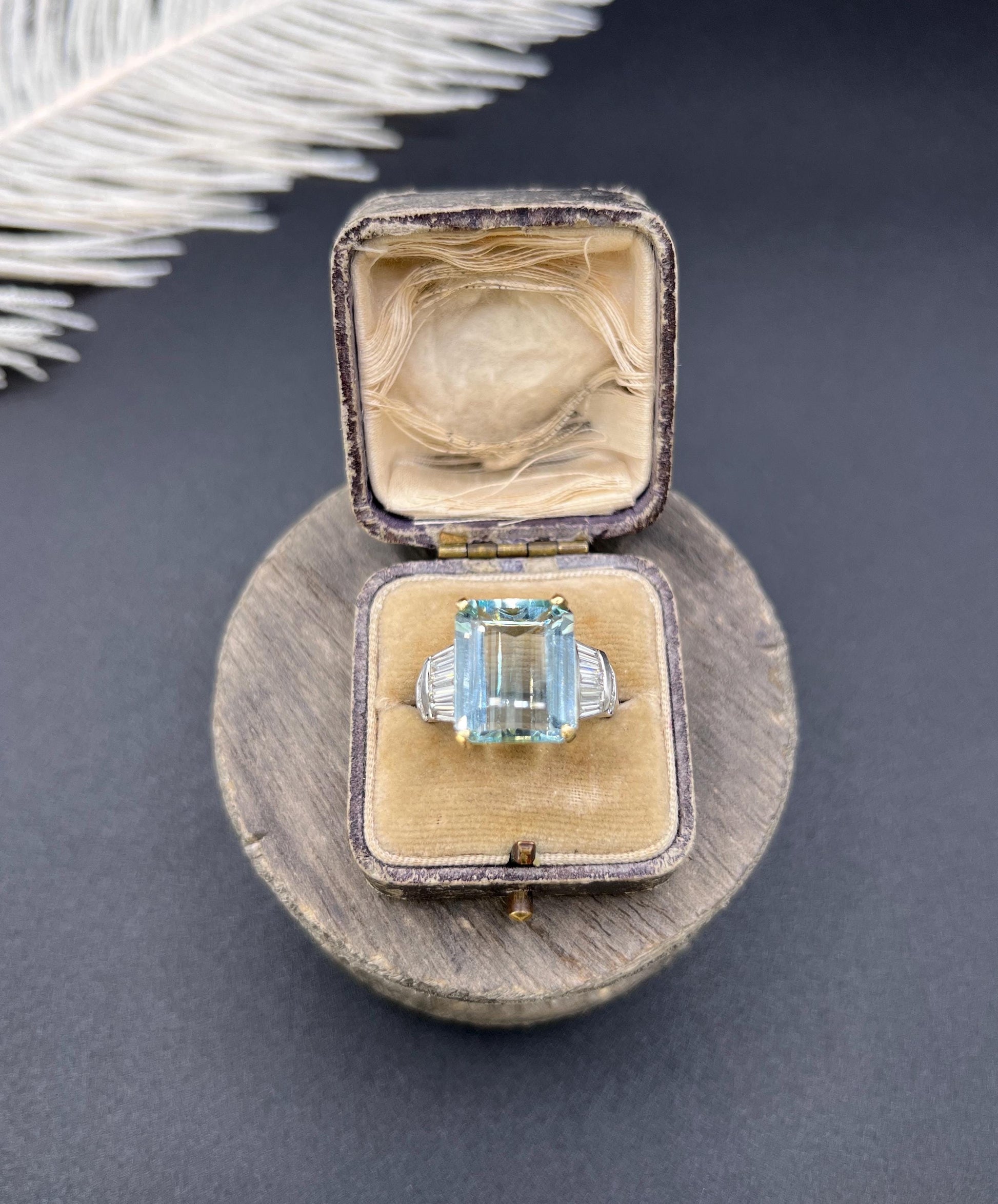 Vintage 18ct Two Colour Gold, Aquamarine & Diamond Cocktail Ring