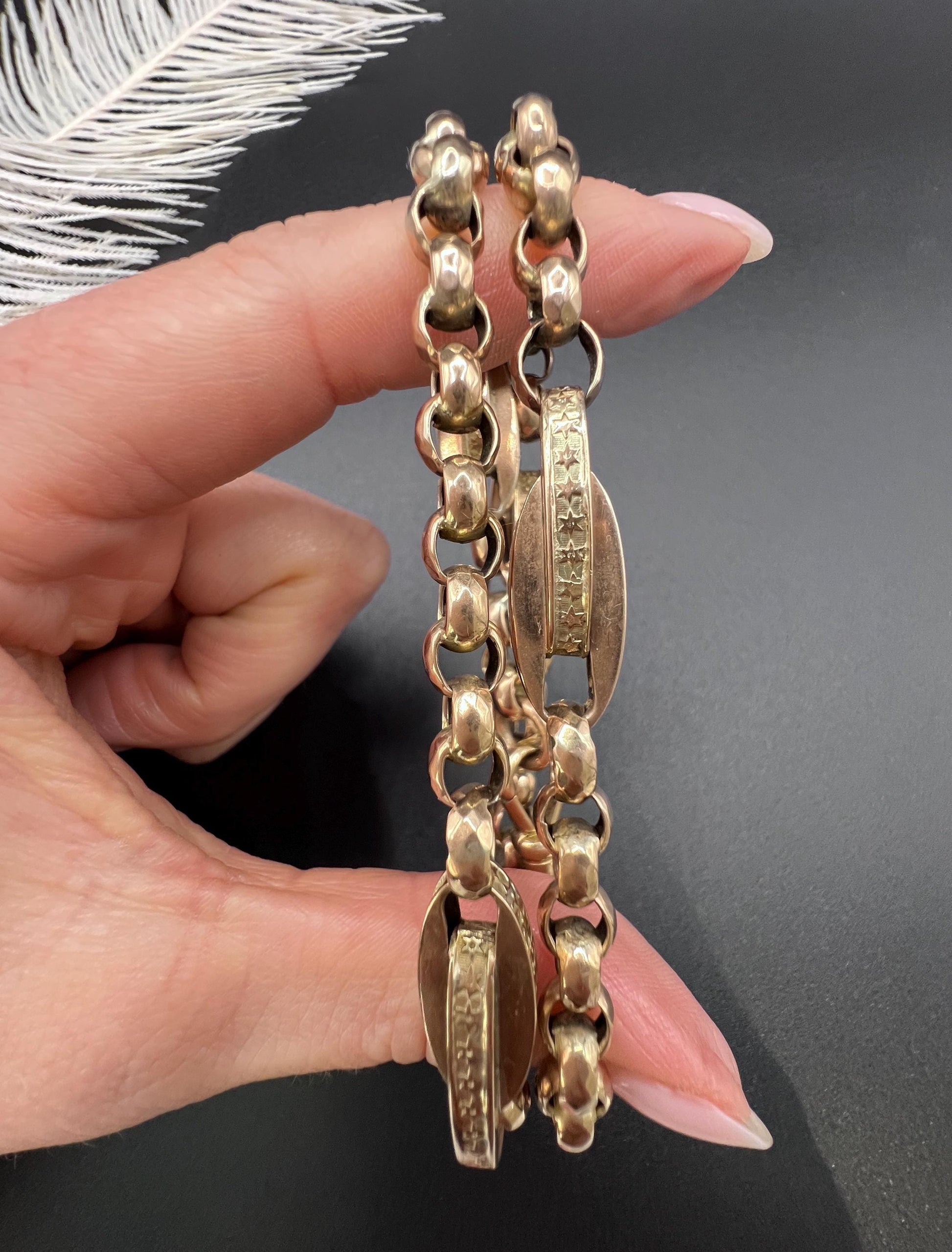 Antique 9ct Rose Gold Victorian, Fancy Paperclip Link Necklace