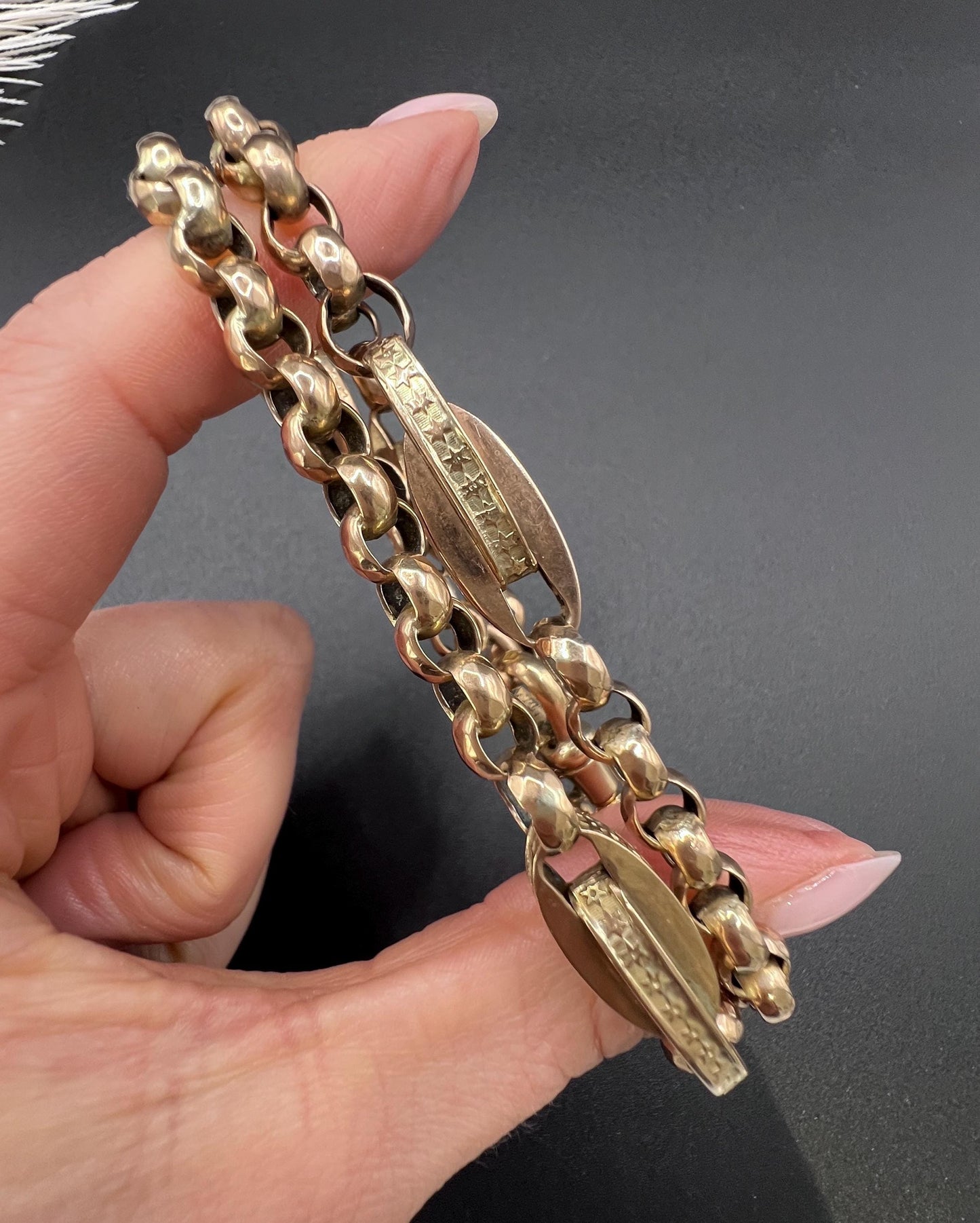Antique 9ct Rose Gold Victorian, Fancy Paperclip Link Necklace