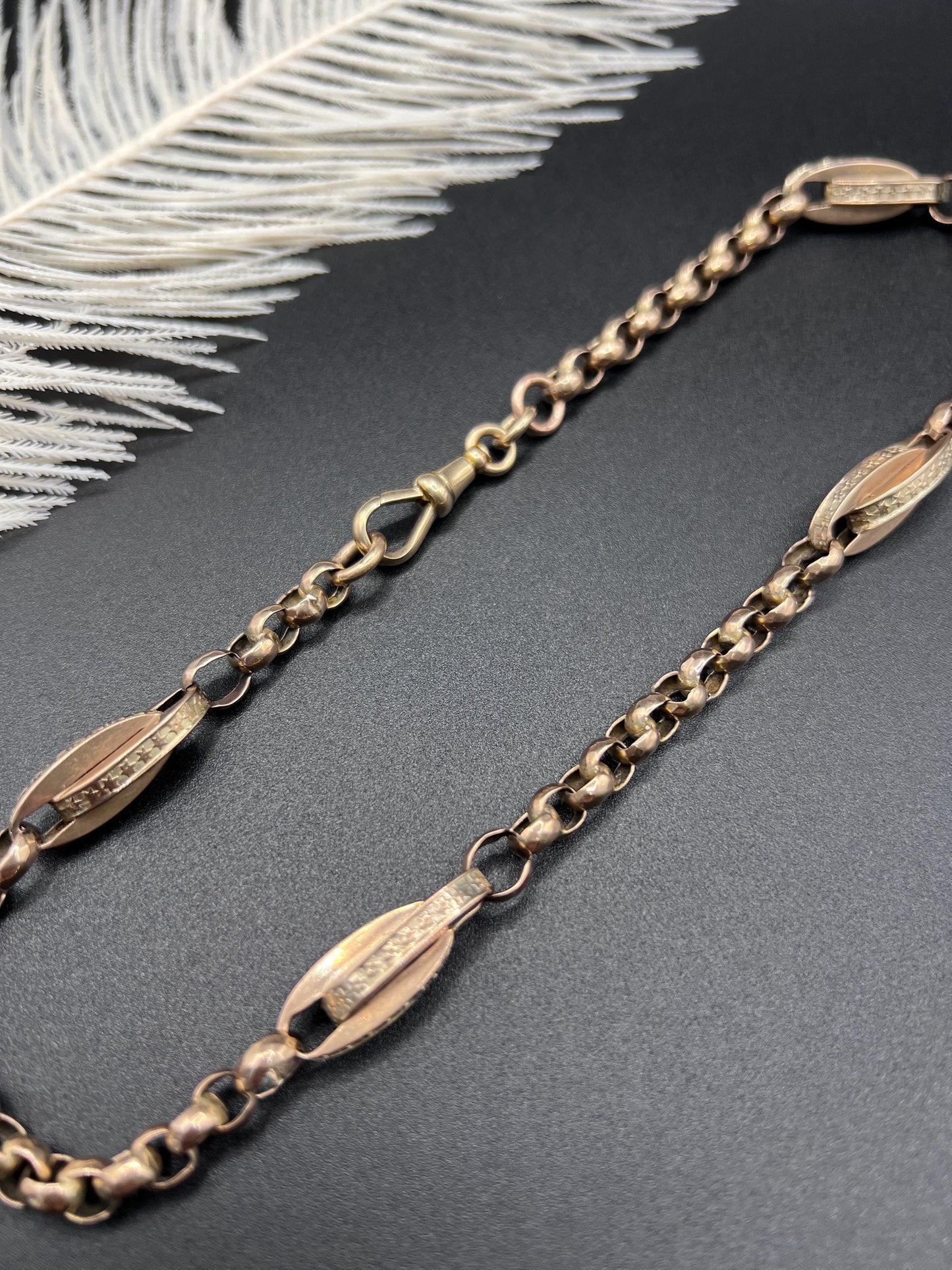Antique 9ct Rose Gold Victorian, Fancy Paperclip Link Necklace