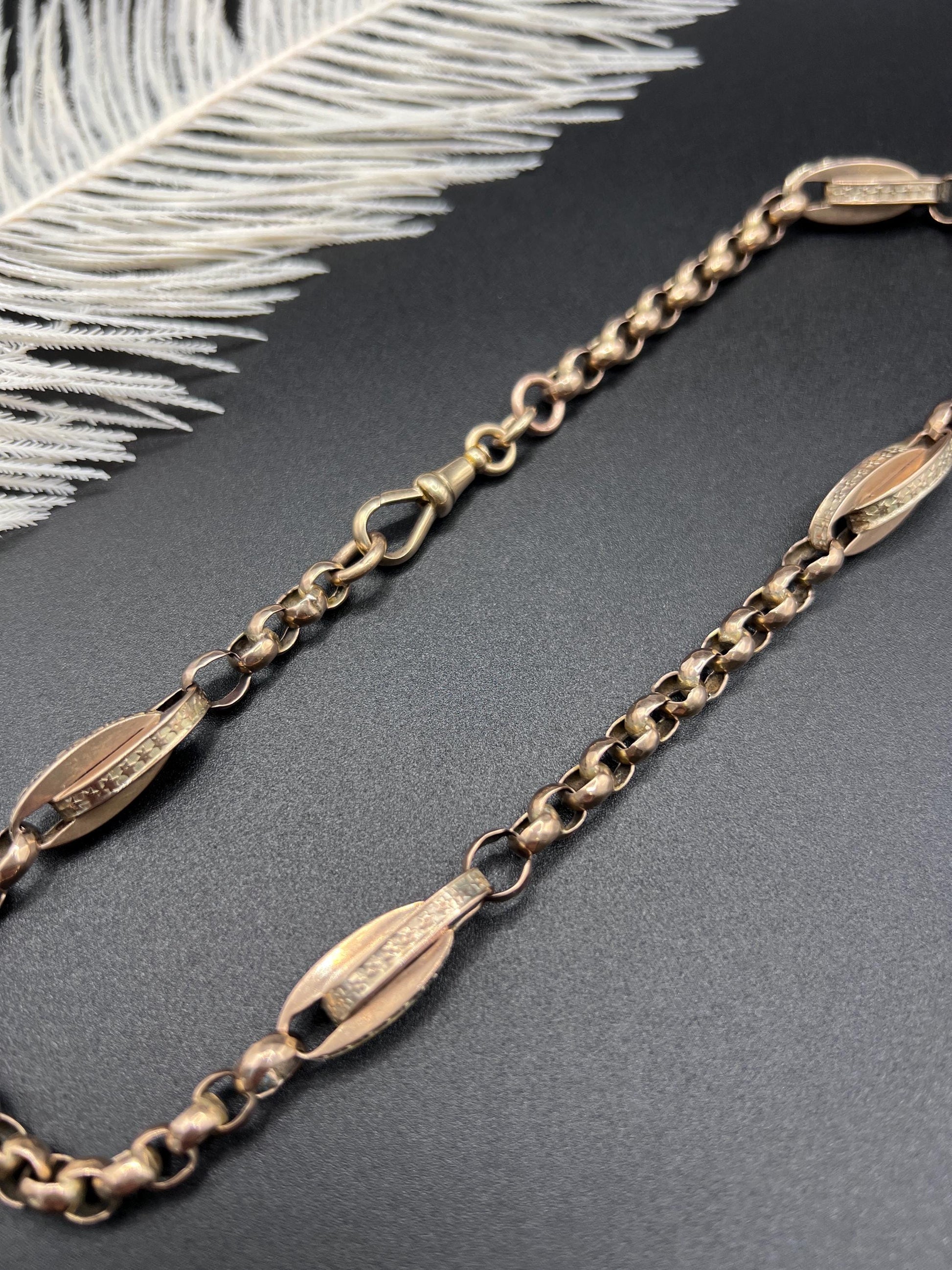 Antique 9ct Rose Gold Victorian, Fancy Paperclip Link Necklace