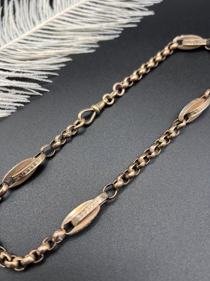 Antique 9ct Rose Gold Victorian, Fancy Paperclip Link Necklace