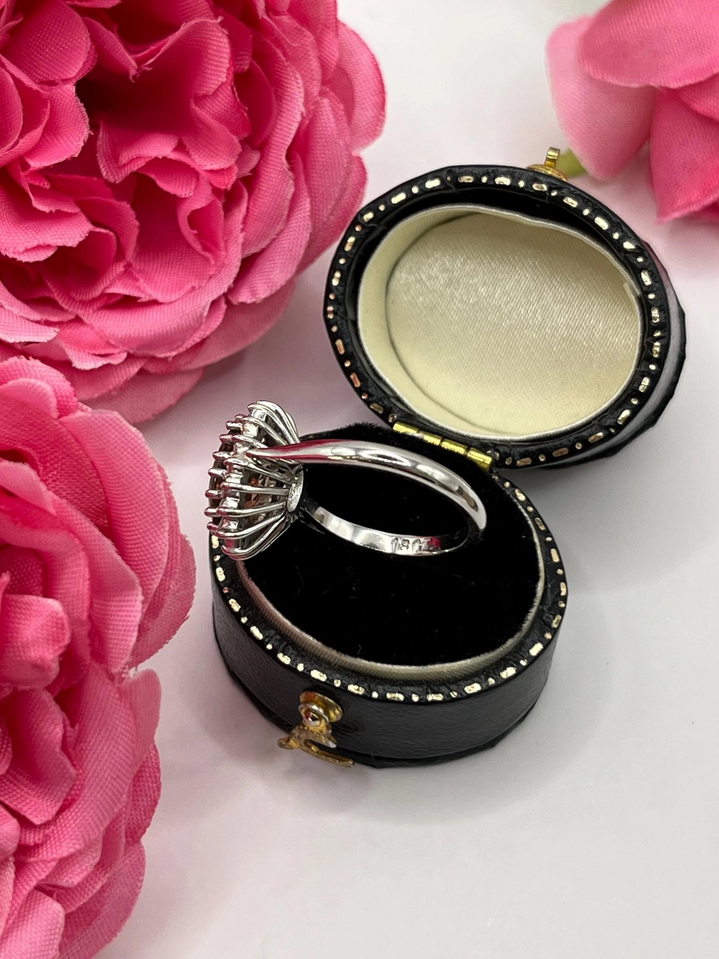Vintage 18 Carat White Gold Bi-Colour Tourmaline and Diamond Cluster Ring, Circa 1980