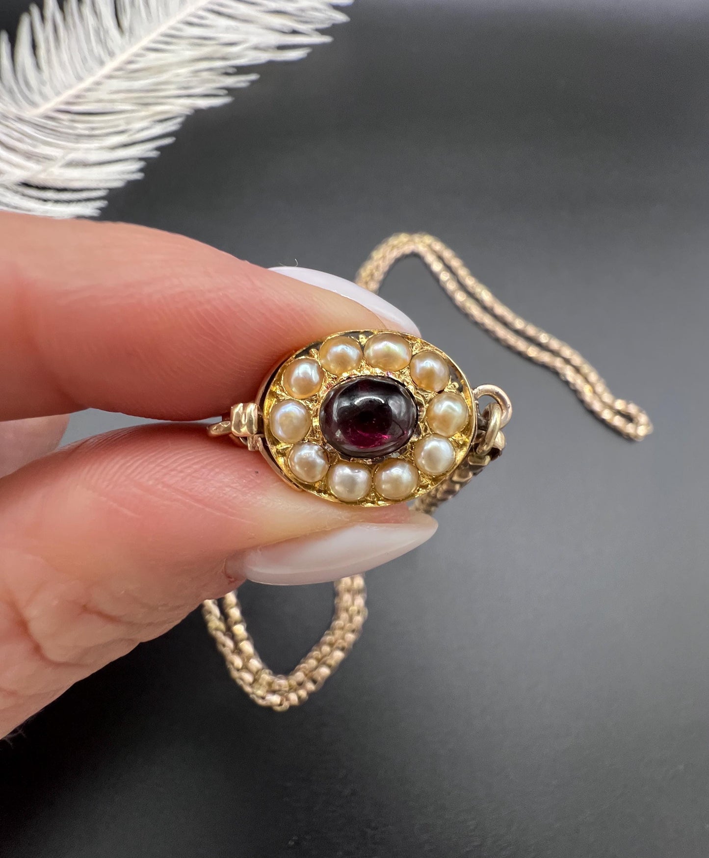 Antique Edwardian 9ct Rose Gold Belcher Chain with Fancy Clasp - 33.5 Inch