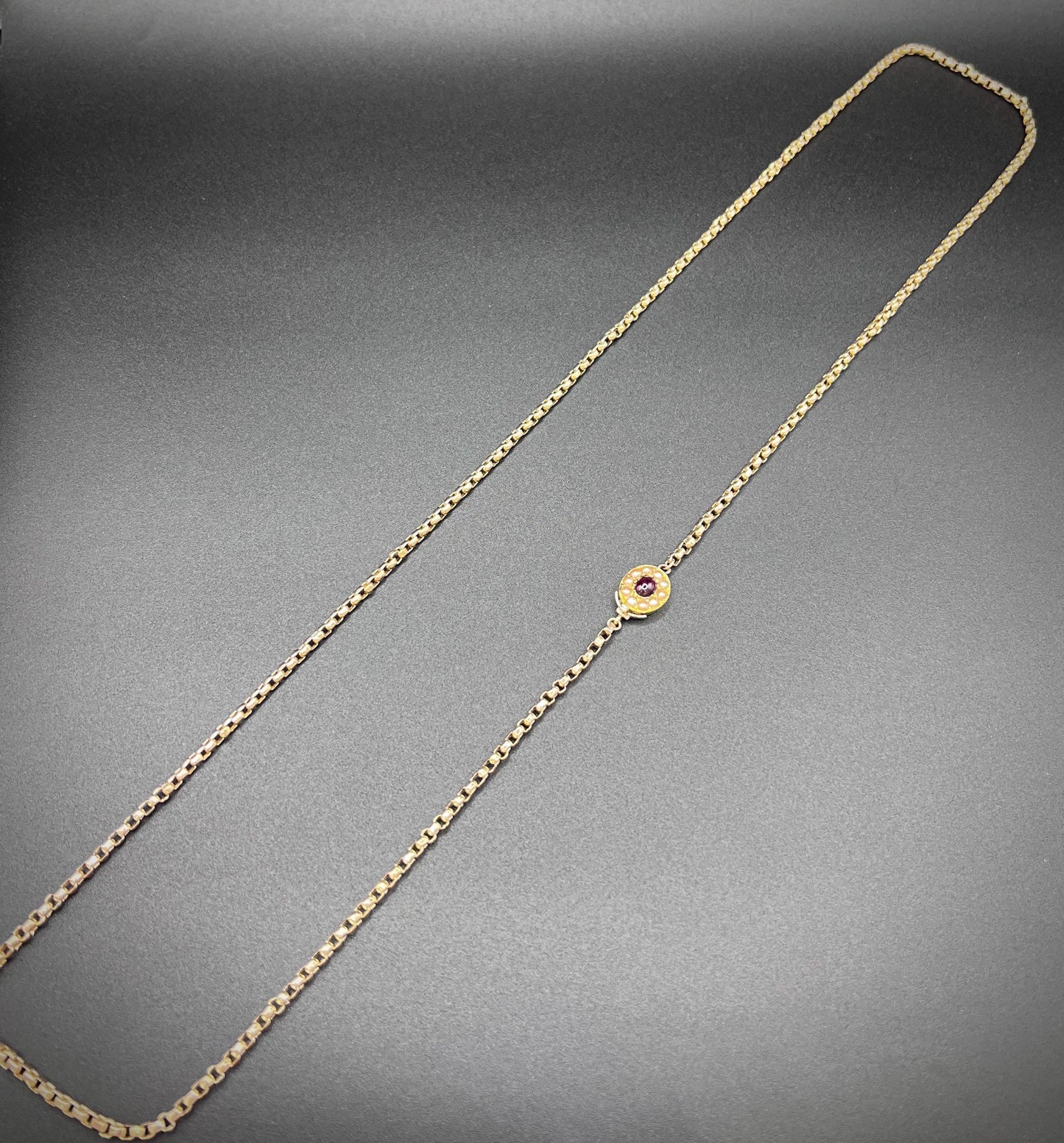 Antique Edwardian 9ct Rose Gold Belcher Chain with Fancy Clasp - 33.5 Inch