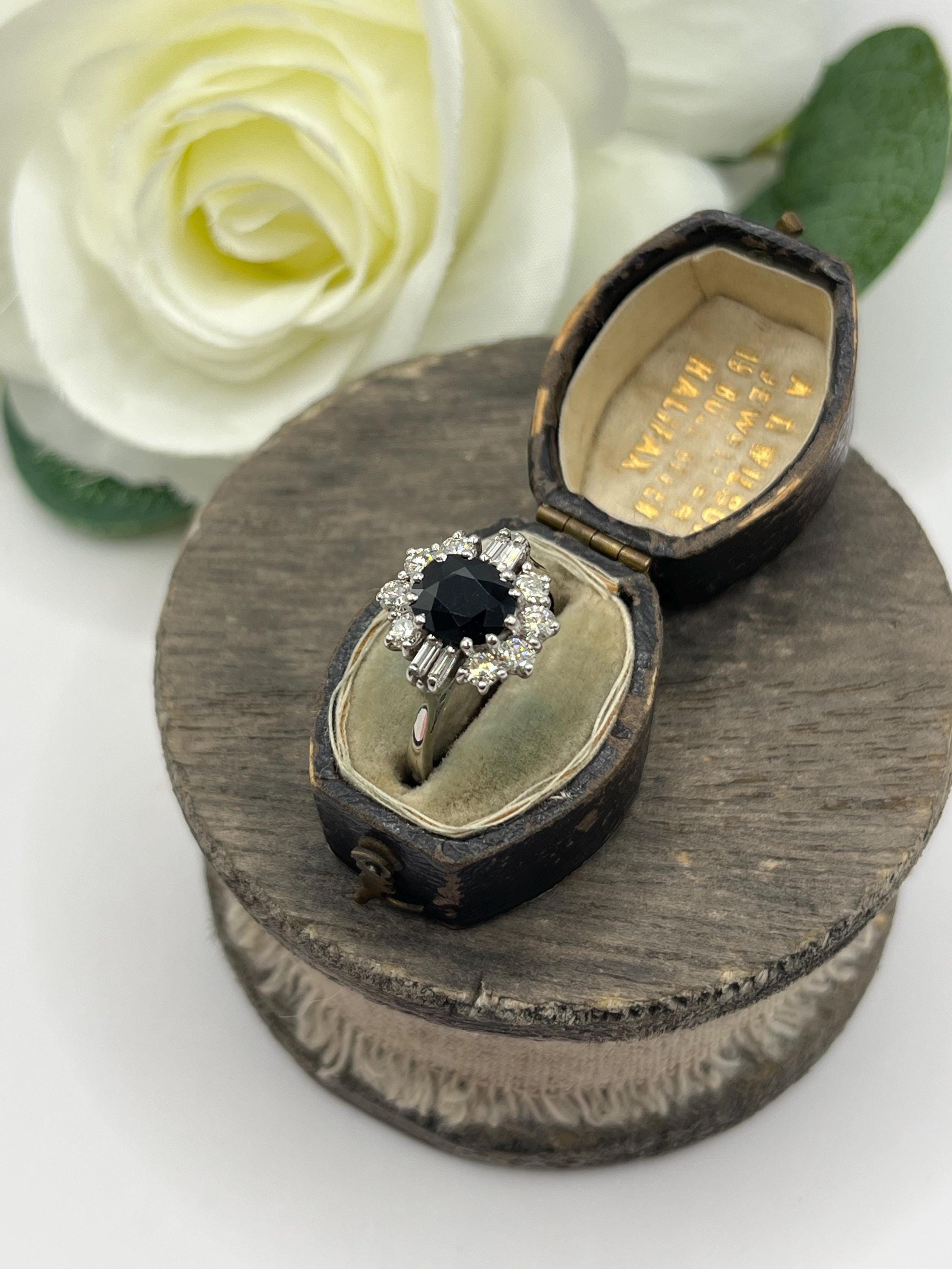 Vintage 18ct White Gold, Sapphire & Diamond Cluster Ring, Circa 1980s