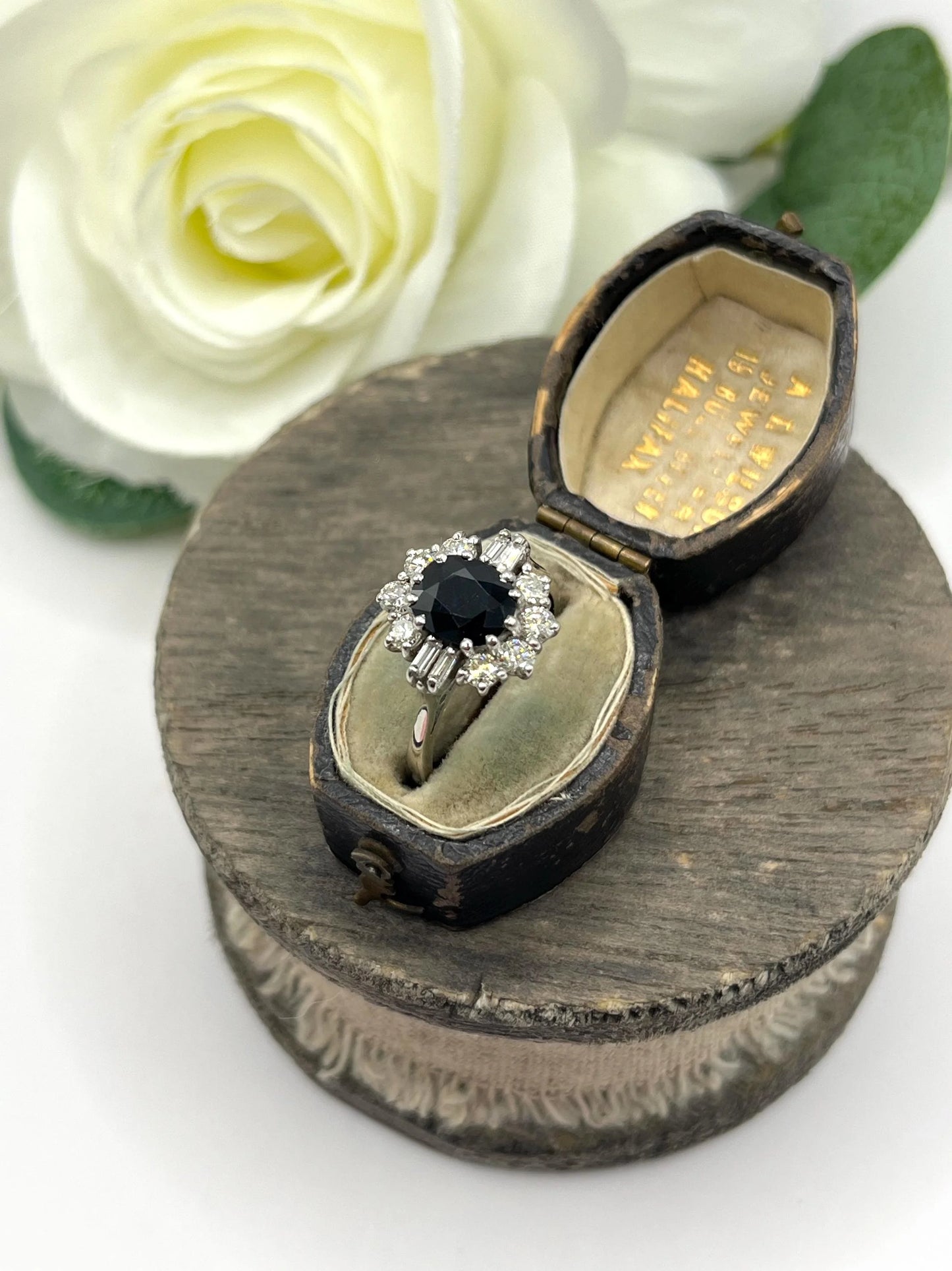 Vintage 18 Carat White Gold Sapphire and Diamond Cluster Ring, Circa 1980
