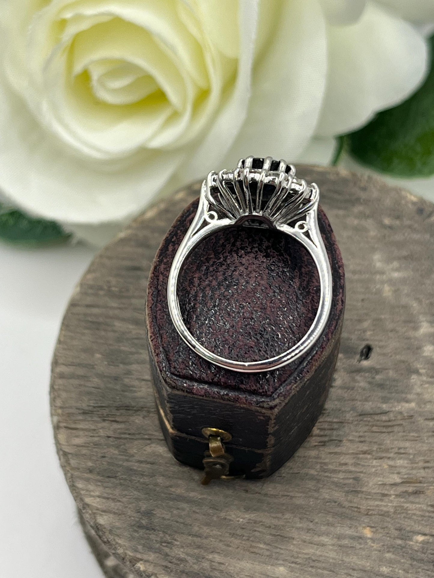 Vintage 18ct White Gold, Sapphire & Diamond Cluster Ring, Circa 1980s