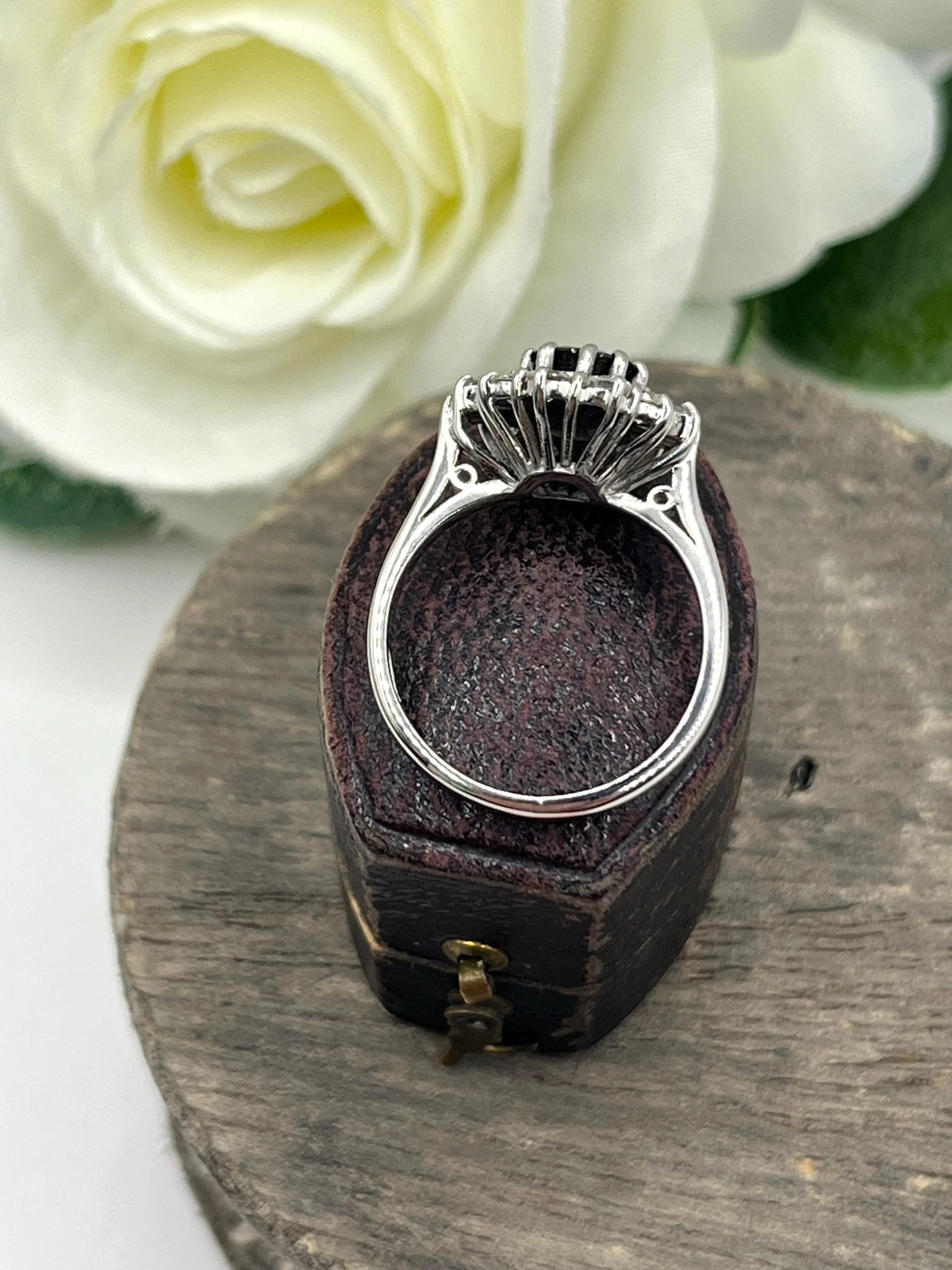 Vintage 18 Carat White Gold Sapphire and Diamond Cluster Ring, Circa 1980