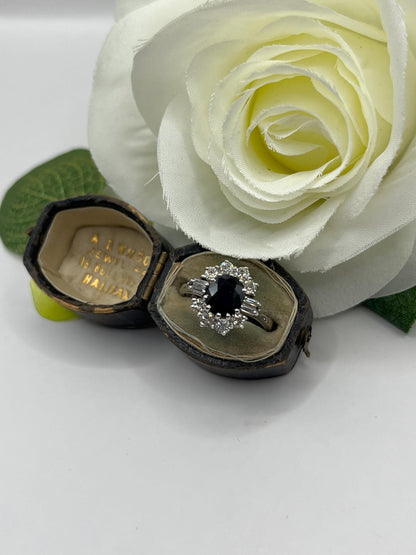 Vintage 18ct White Gold, Sapphire & Diamond Cluster Ring, Circa 1980s