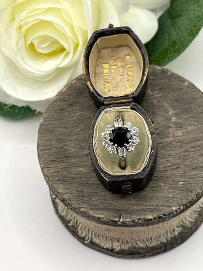 Vintage 18 Carat White Gold Sapphire and Diamond Cluster Ring, Circa 1980