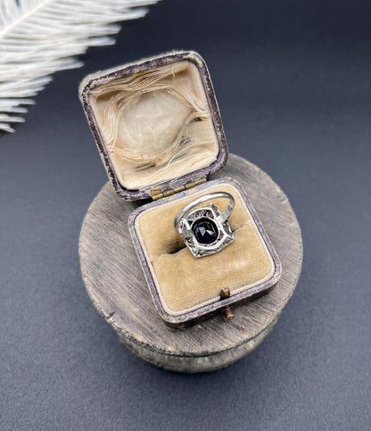 Antique Platinum, Edwardian Sapphire and Diamond Rectangular Shaped Cluster Ring
