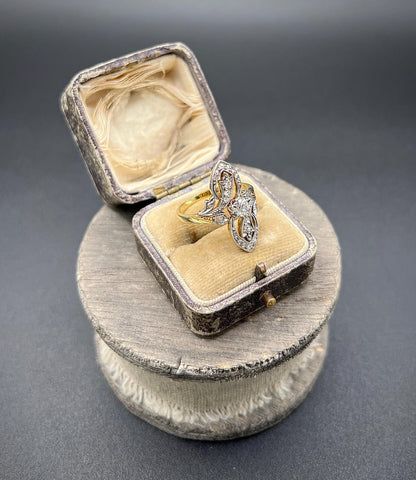 Antique 18ct Gold & Platinum, Edwardian era Diamond Belle Époque Ring