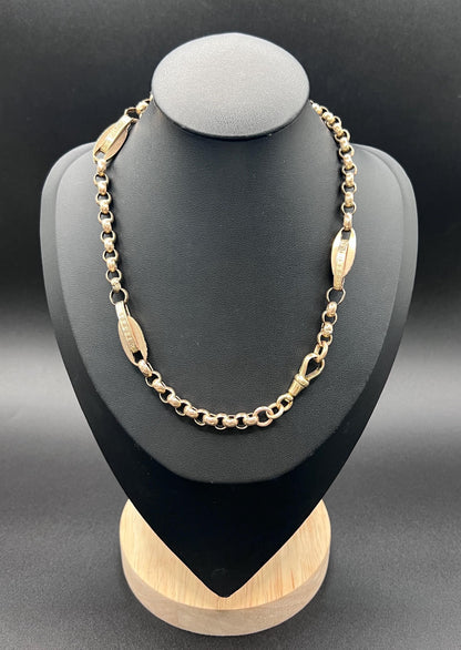 Antique 9ct Rose Gold Victorian, Fancy Paperclip Link Necklace