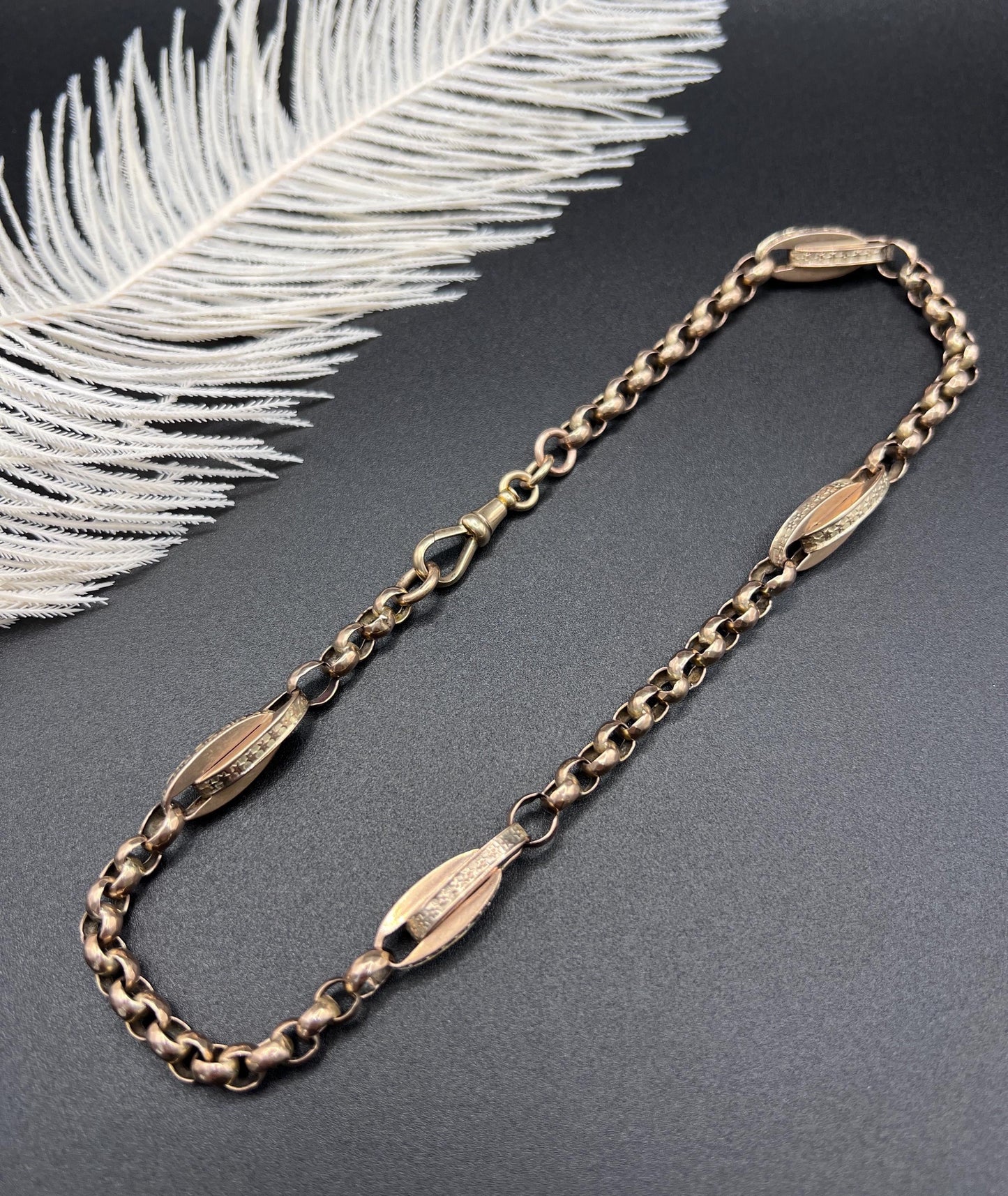 Antique 9ct Rose Gold Victorian, Fancy Paperclip Link Necklace