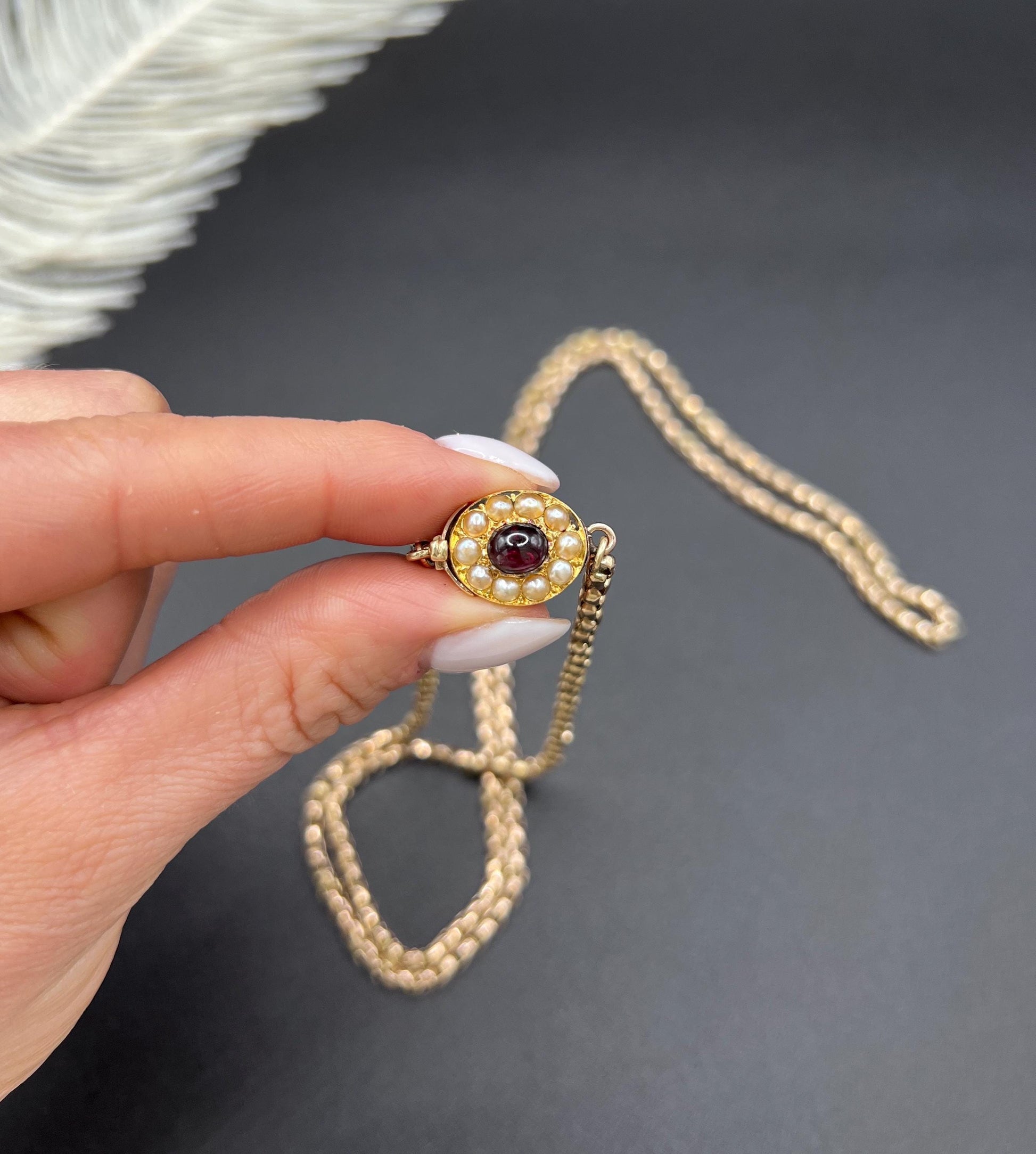 Antique Edwardian 9ct Rose Gold Belcher Chain with Fancy Clasp - 33.5 Inch