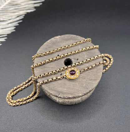 Antique Edwardian 9ct Rose Gold Belcher Chain with Fancy Clasp - 33.5 Inch