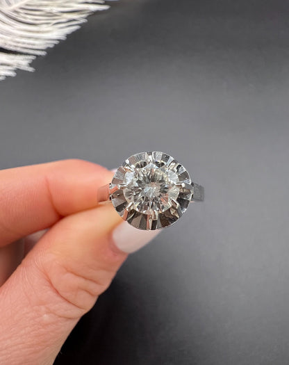 Antique 18ct White Gold French Stamped, 0.80 Carat Single Stone Diamond Engagement Ring