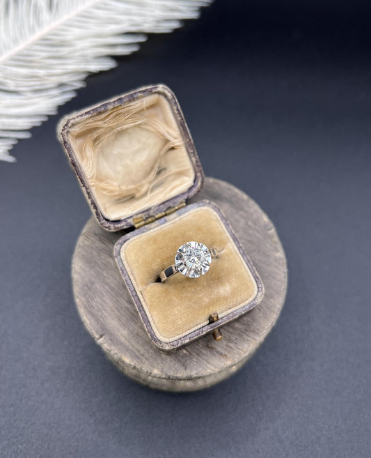 Antique 18ct White Gold French Stamped, 0.80 Carat Single Stone Diamond Engagement Ring