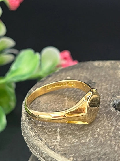 Antique 18 Carat Yellow Gold Round Signet Ring, Hallmarked Birmingham 1921