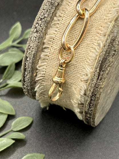 Victorian 9 Carat Rose Gold Link Chain Extender with Dog Clip Clasp, Circa 1900