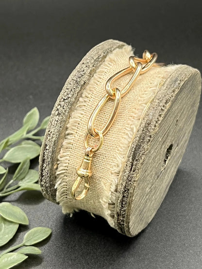 Victorian 9 Carat Rose Gold Link Chain Extender with Dog Clip Clasp, Circa 1900