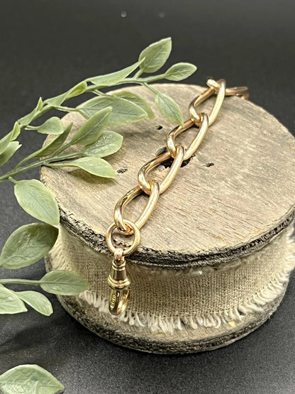 Victorian 9 Carat Rose Gold Link Chain Extender with Dog Clip Clasp, Circa 1900