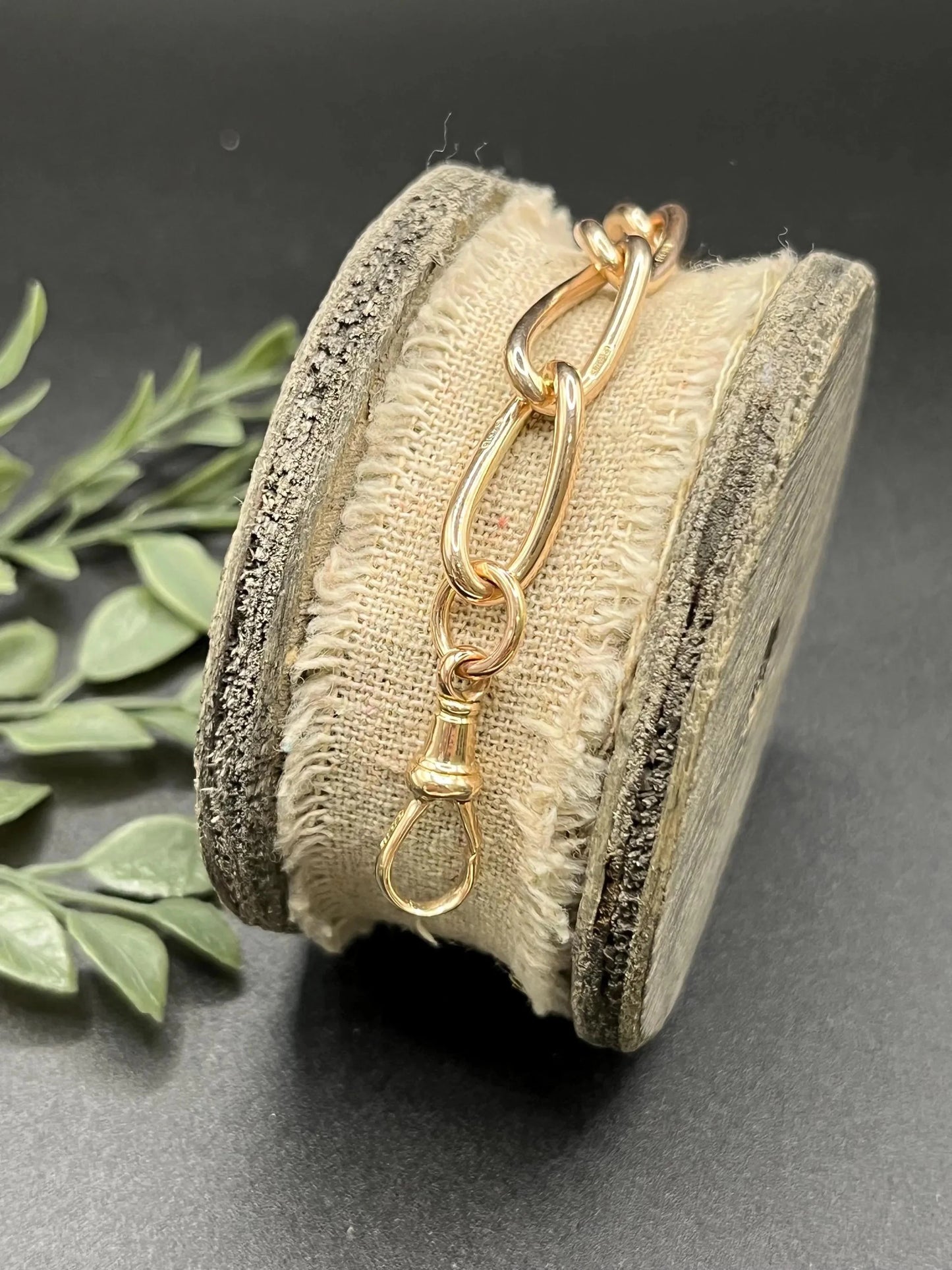 Victorian 9 Carat Rose Gold Link Chain Extender with Dog Clip Clasp, Circa 1900