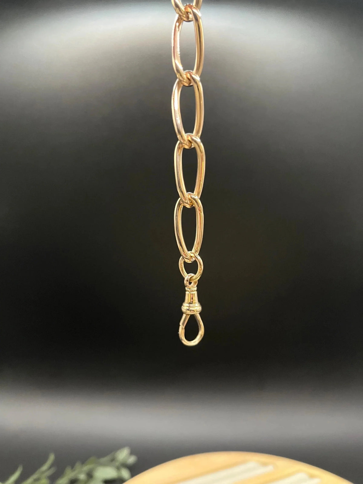 Victorian 9 Carat Rose Gold Link Chain Extender with Dog Clip Clasp, Circa 1900