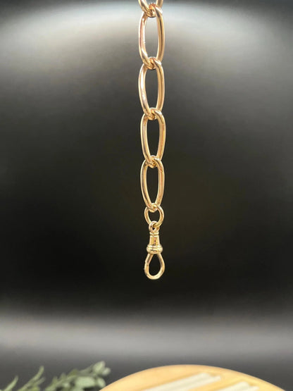 Victorian 9 Carat Rose Gold Link Chain Extender with Dog Clip Clasp, Circa 1900