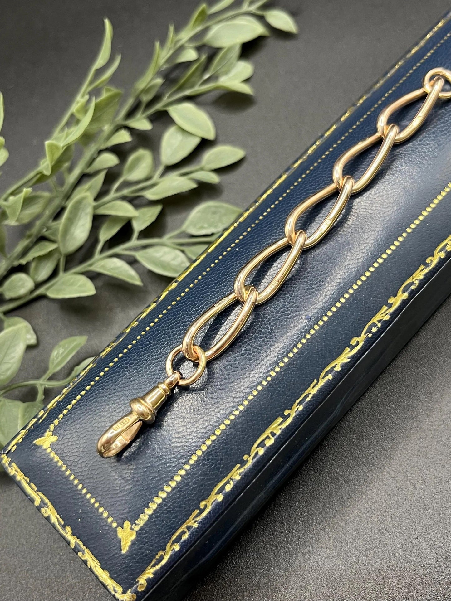 Victorian 9 Carat Rose Gold Link Chain Extender with Dog Clip Clasp, Circa 1900
