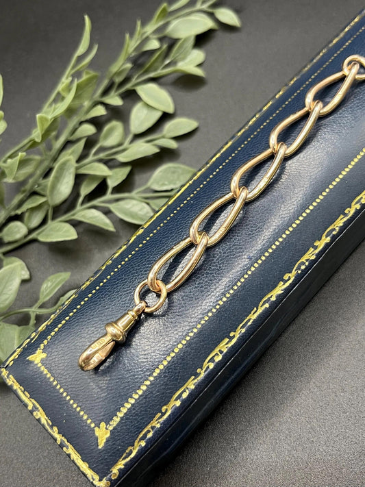 Victorian 9 Carat Rose Gold Link Chain Extender with Dog Clip Clasp, Circa 1900