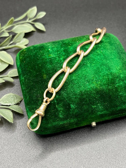 Victorian 9 Carat Rose Gold Link Chain Extender with Dog Clip Clasp, Circa 1900