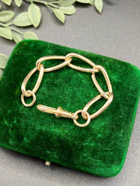 Victorian 9 Carat Rose Gold Link Chain Extender with Dog Clip Clasp, Circa 1900
