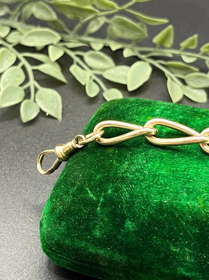 Victorian 9 Carat Rose Gold Link Chain Extender with Dog Clip Clasp, Circa 1900