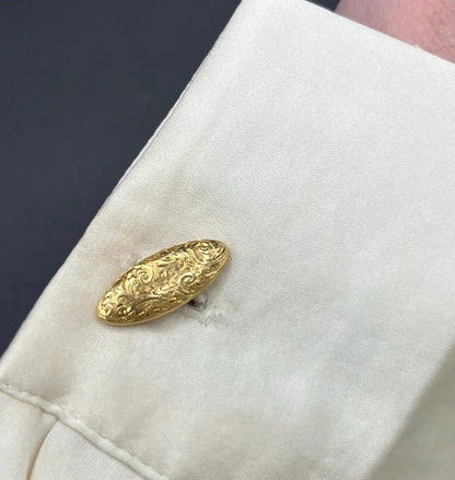 Victorian 18 Carat Yellow Gold Hand Engraved Cufflinks, Circa 1880