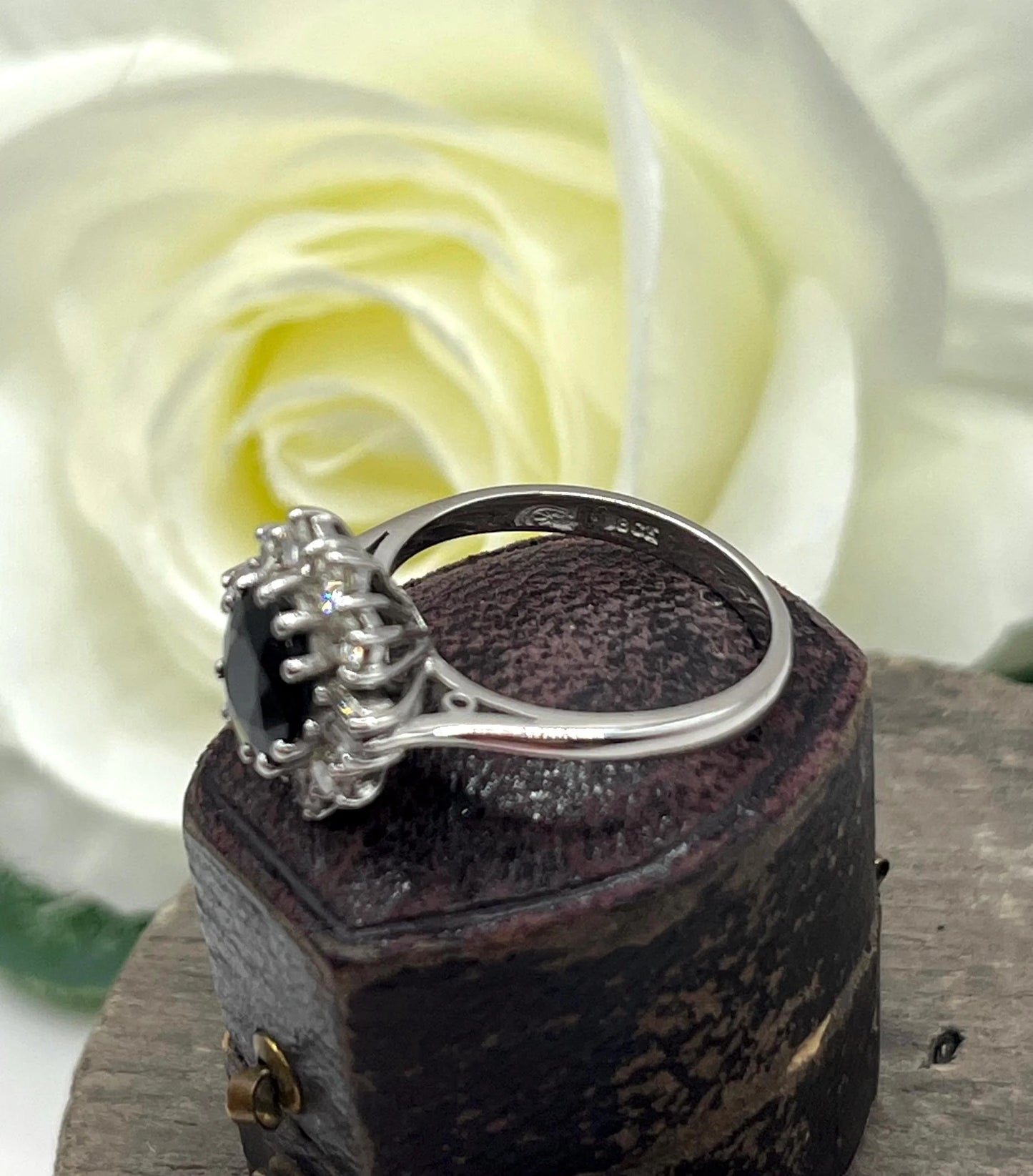 Vintage 18 Carat White Gold Sapphire and Diamond Cluster Ring, Circa 1980