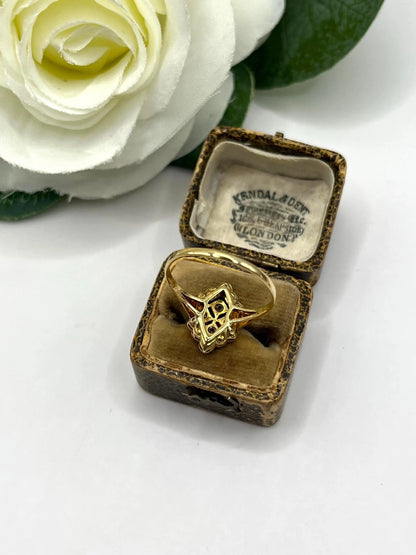 Antique 18 Carat Gold and Platinum Diamond Upfinger Ring, Circa 1910
