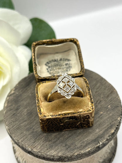 Antique 18 Carat Gold and Platinum Diamond Upfinger Ring, Circa 1910