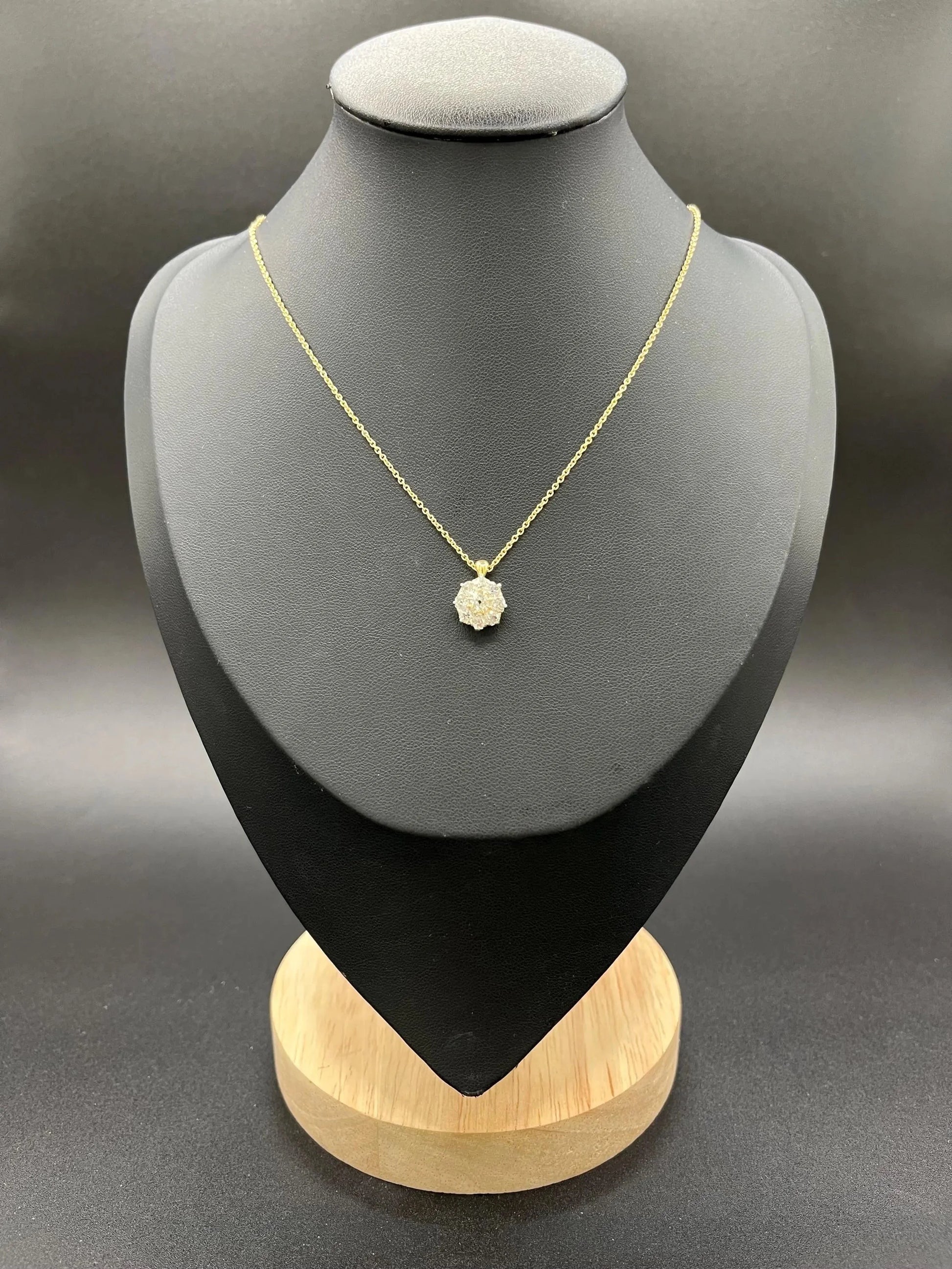 Antique 18 Carat Gold Diamond Cluster Pendant on 9 Carat Gold Chain, 0.95 Carat