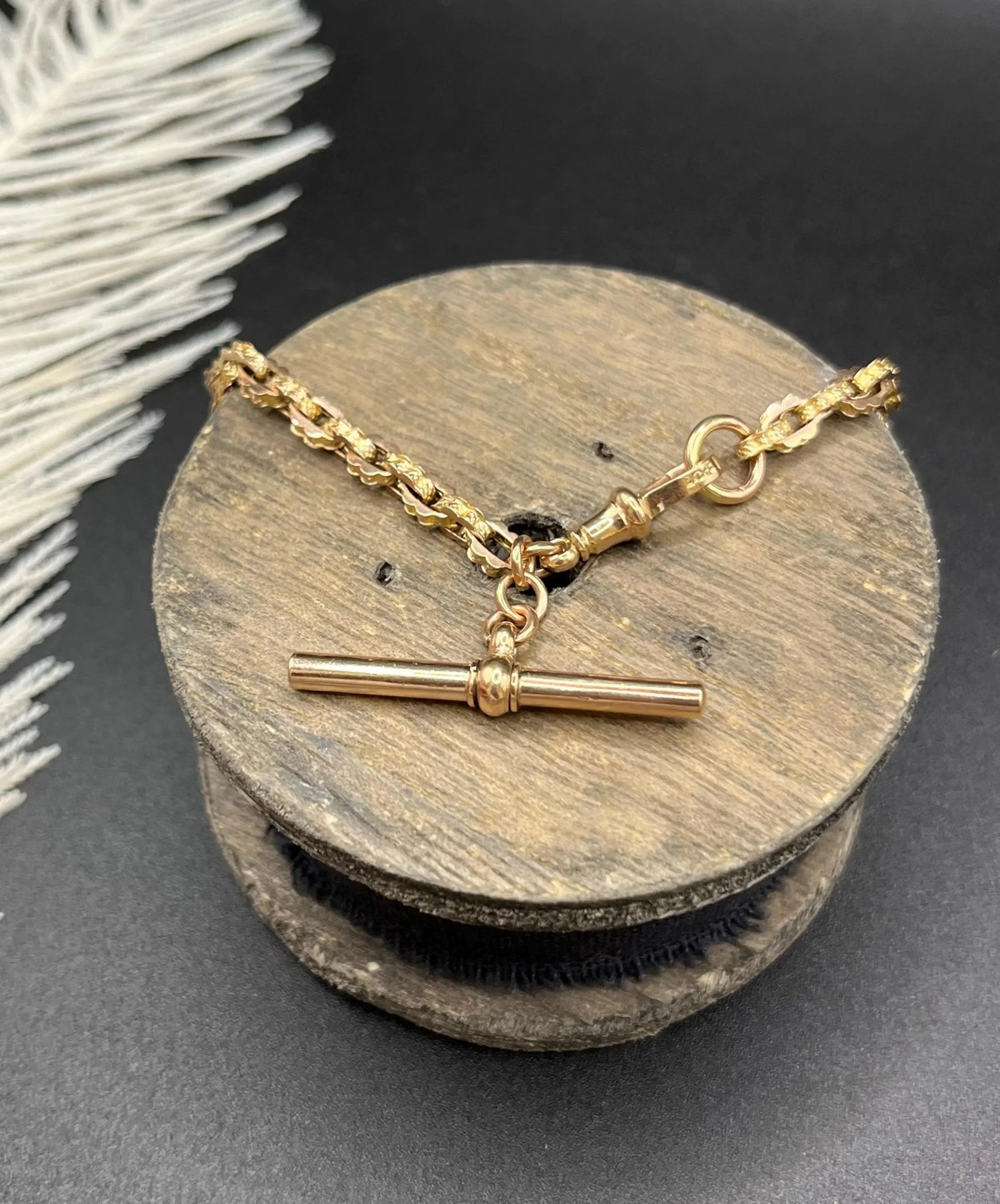 Antique 9 Carat Yellow Gold Fancy Link Bracelet With T Bar, Circa 1900