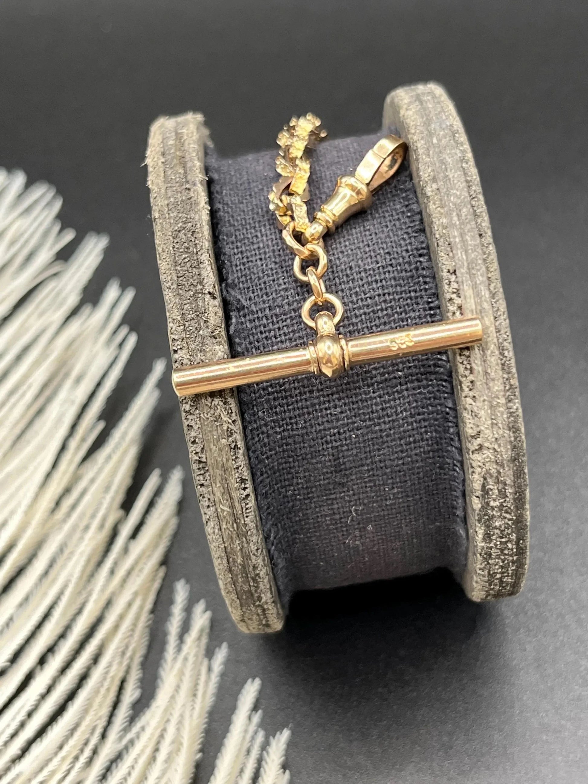 Antique 9 Carat Yellow Gold Fancy Link Bracelet With T Bar, Circa 1900