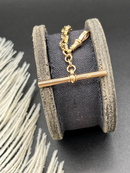 Antique 9 Carat Yellow Gold Fancy Link Bracelet With T Bar, Circa 1900