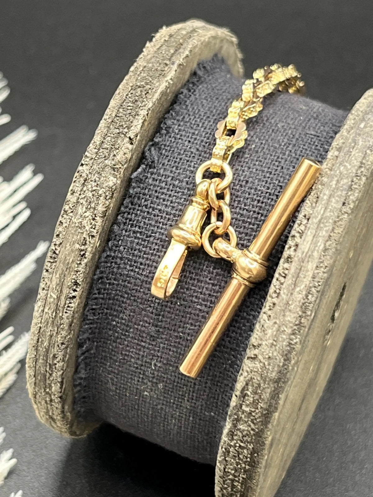 Antique 9 Carat Yellow Gold Fancy Link Bracelet With T Bar, Circa 1900